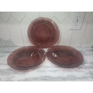 Forte‎ Crisa Amethyst Glass Plates, Set of 3 Purple Dinner Plates, Home Decor